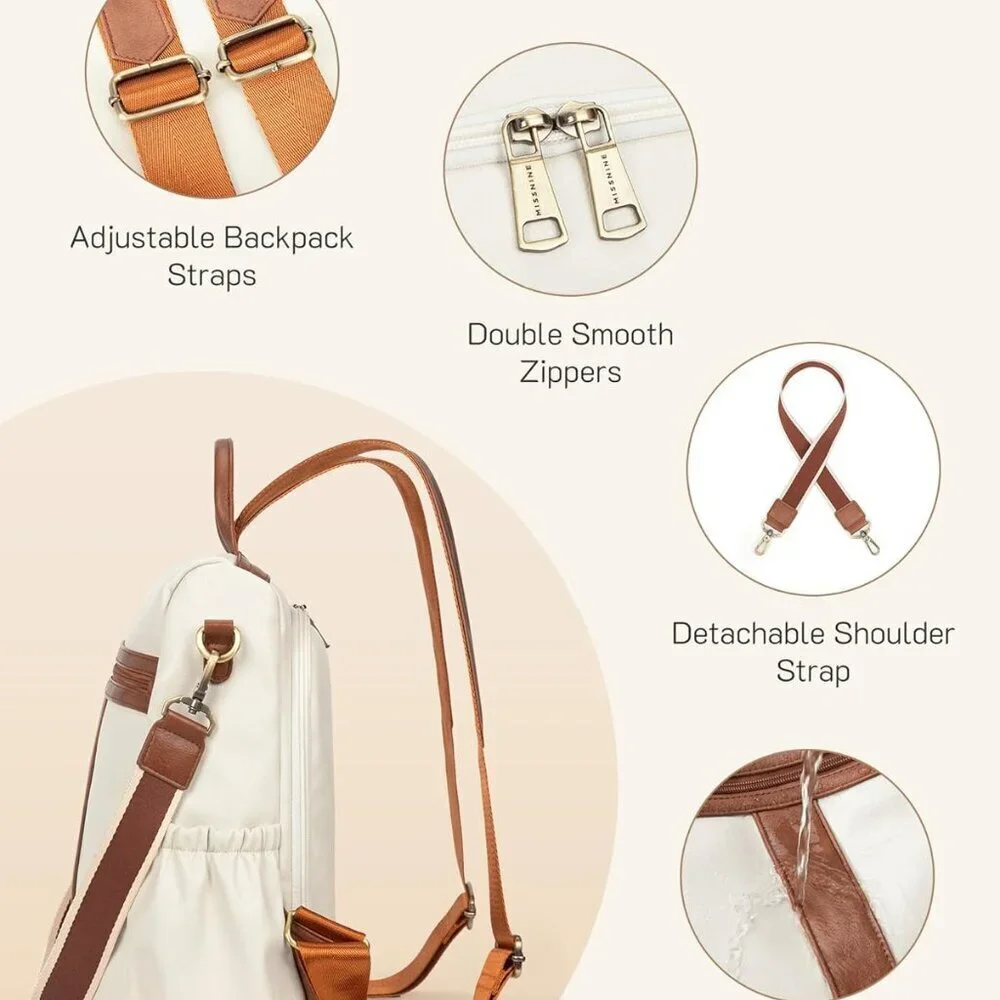 Women’s PU Leather Backpack Convertible Satchel Anti-theft Travel Work